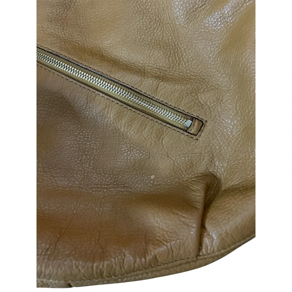 Michael Kors Tan Pebbled Leather Shoulder Hobo Bag Large Purse Tassel
